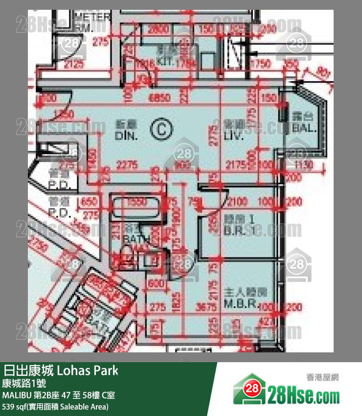 MALIBU MALIBU 第2B座 48楼 C室 平面图