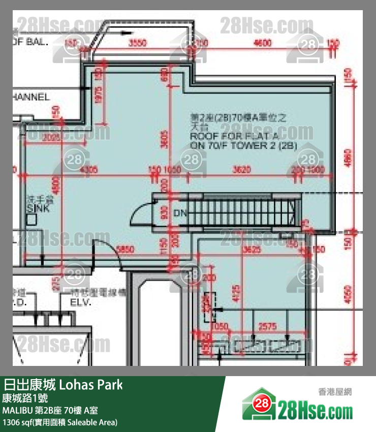 MALIBU MALIBU 第2B座 70楼 A室 平面图