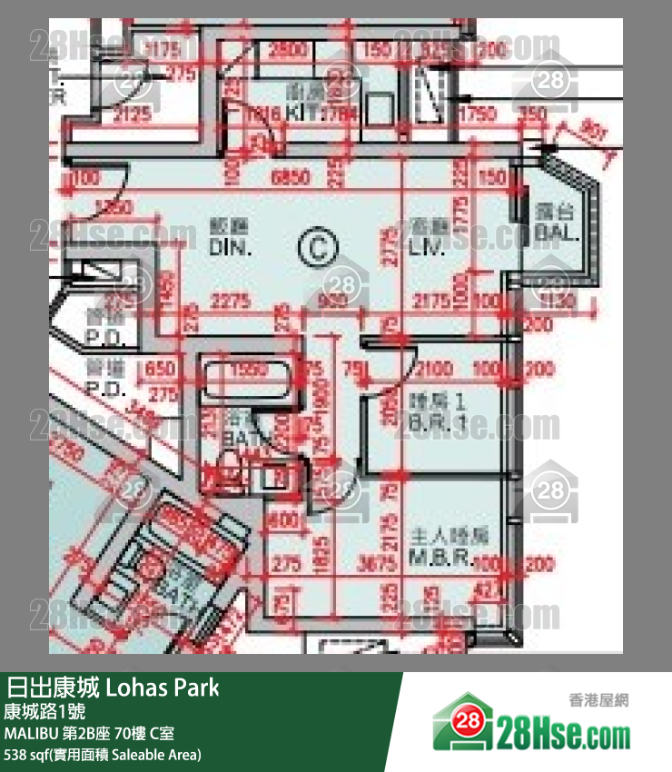 MALIBU MALIBU 第2B座 70楼 C室 平面图