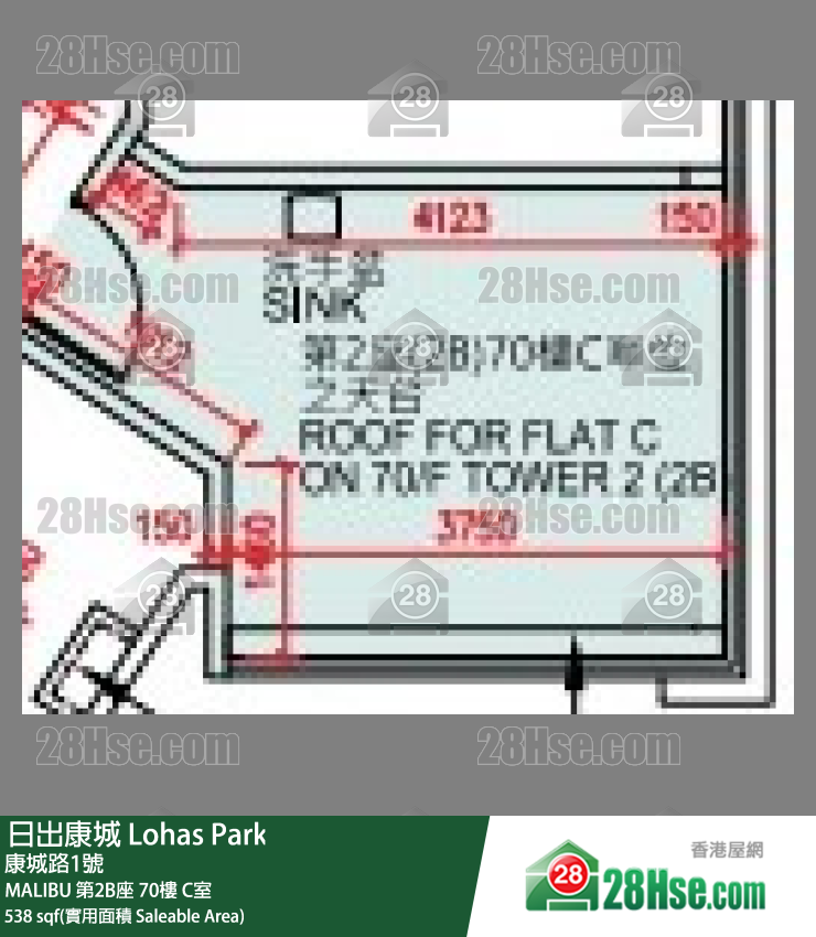 MALIBU MALIBU 第2B座 70楼 C室 平面图