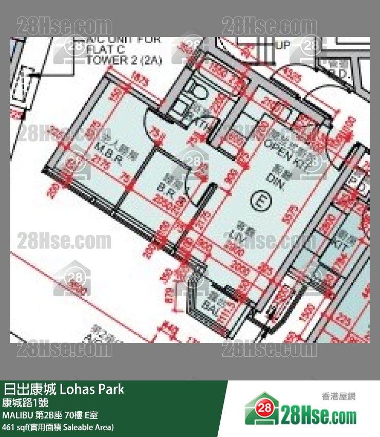 MALIBU MALIBU 第2B座 70楼 E室 平面图