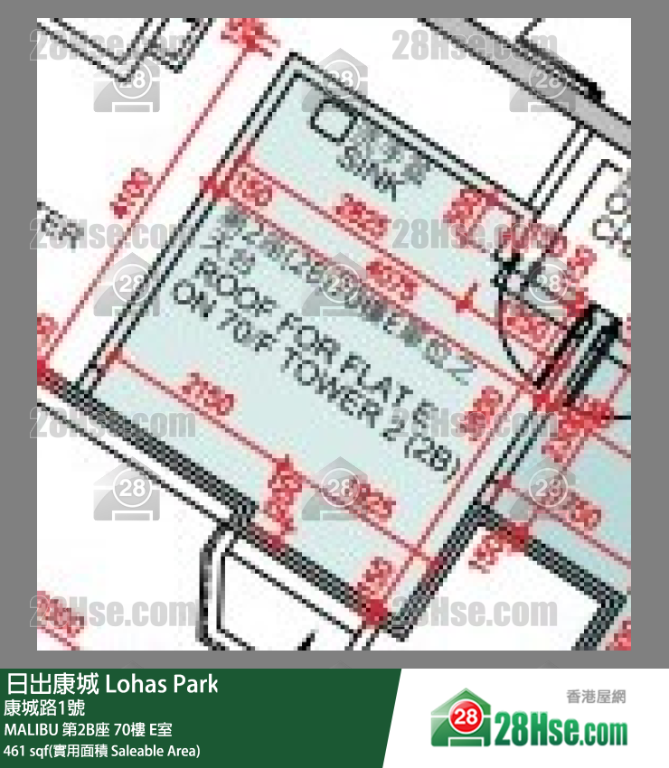 MALIBU MALIBU 第2B座 70楼 E室 平面图