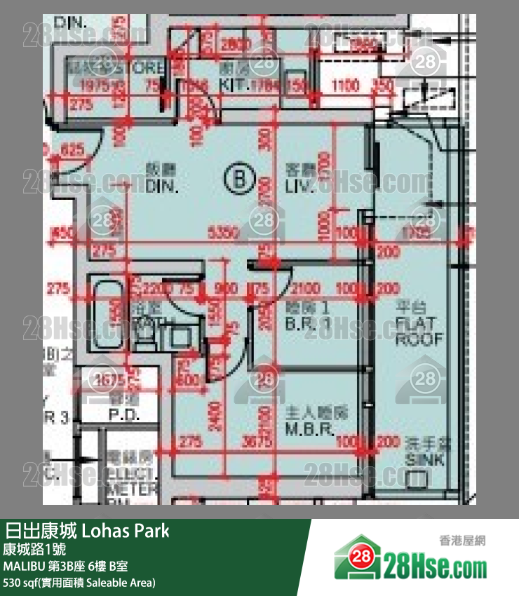 MALIBU 第3B座6楼 B室 平面图