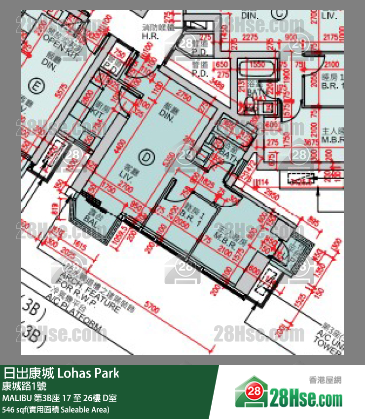 MALIBU MALIBU 第3B座 26楼 D室 平面图
