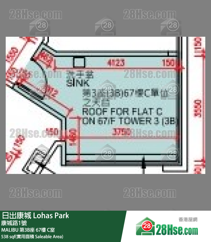 MALIBU MALIBU 第3B座 67楼 C室 平面图