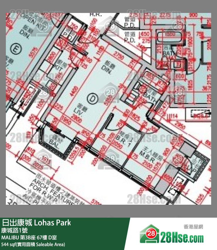 MALIBU MALIBU 第3B座 67楼 D室 平面图