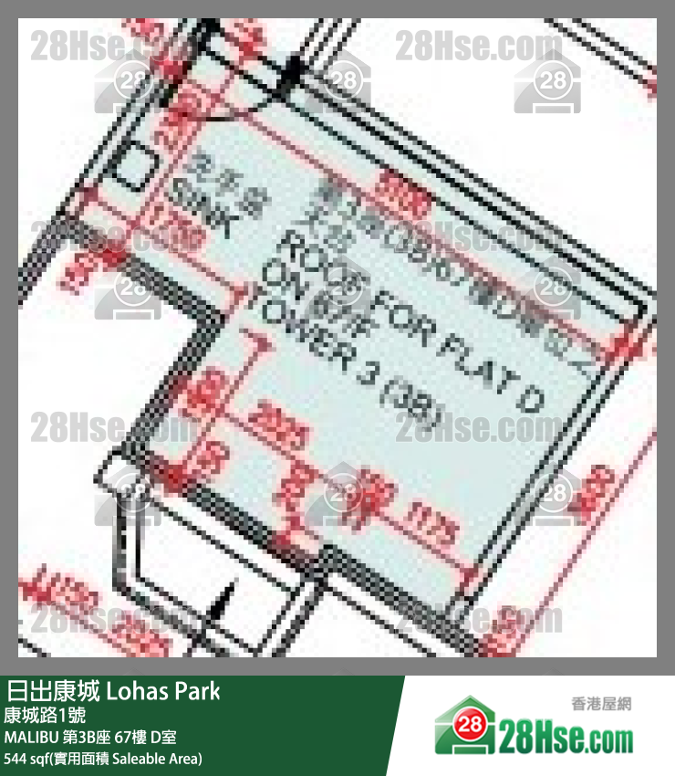 MALIBU MALIBU 第3B座 67楼 D室 平面图