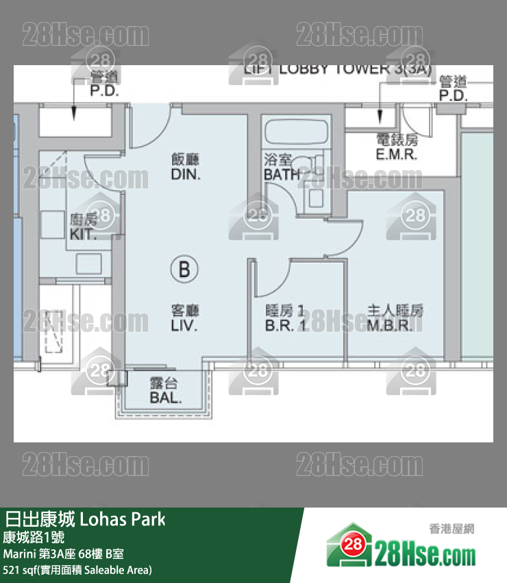 Marini Marini 第3A座 68楼 B室 平面图