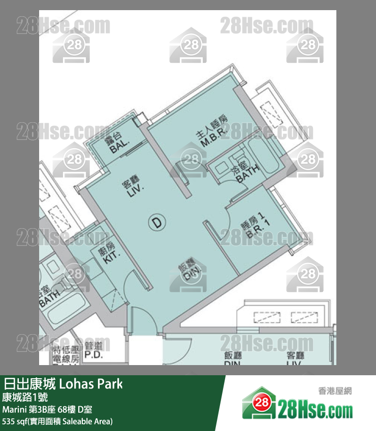 Marini Marini 第3B座 68楼 D室 平面图