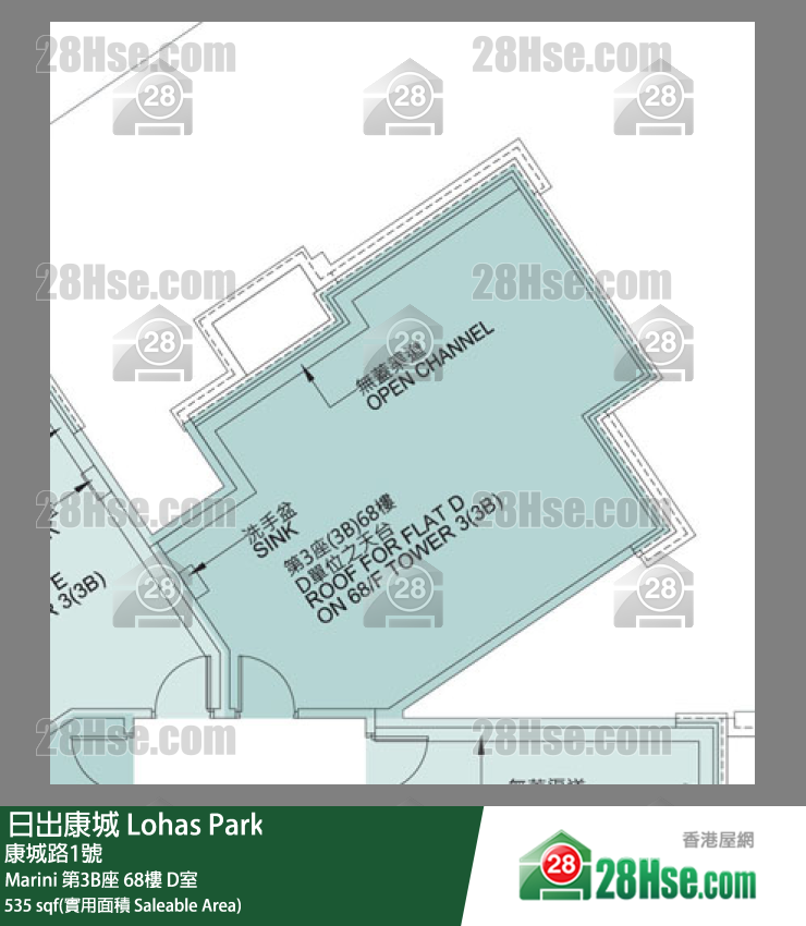 Marini Marini 第3B座 68楼 D室 平面图