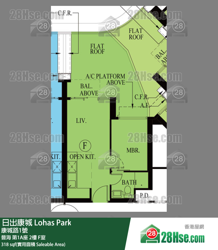 晉海 第1A座2樓 F室 平面圖