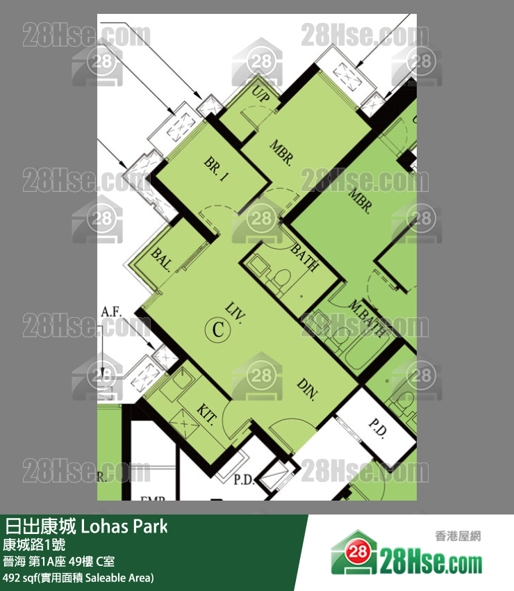 晉海 第1A座49樓 C室 平面圖