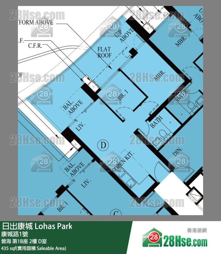 晉海 第1B座 2樓 D室 平面圖