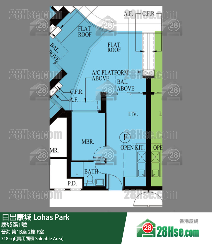 晉海 第1B座 2樓 F室 平面圖