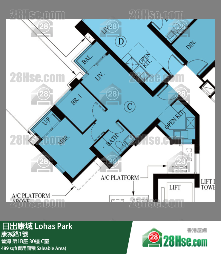 晉海 第1B座30樓 C室 平面圖