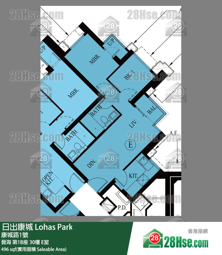 晉海 第1B座30樓 E室 平面圖