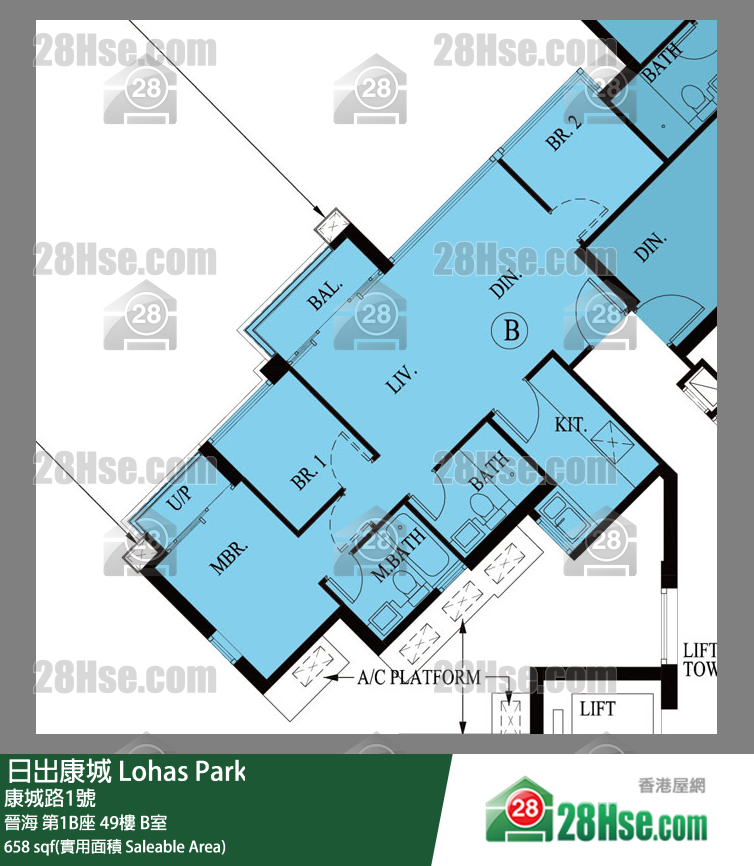 晉海 第1B座 49樓 B室 平面圖