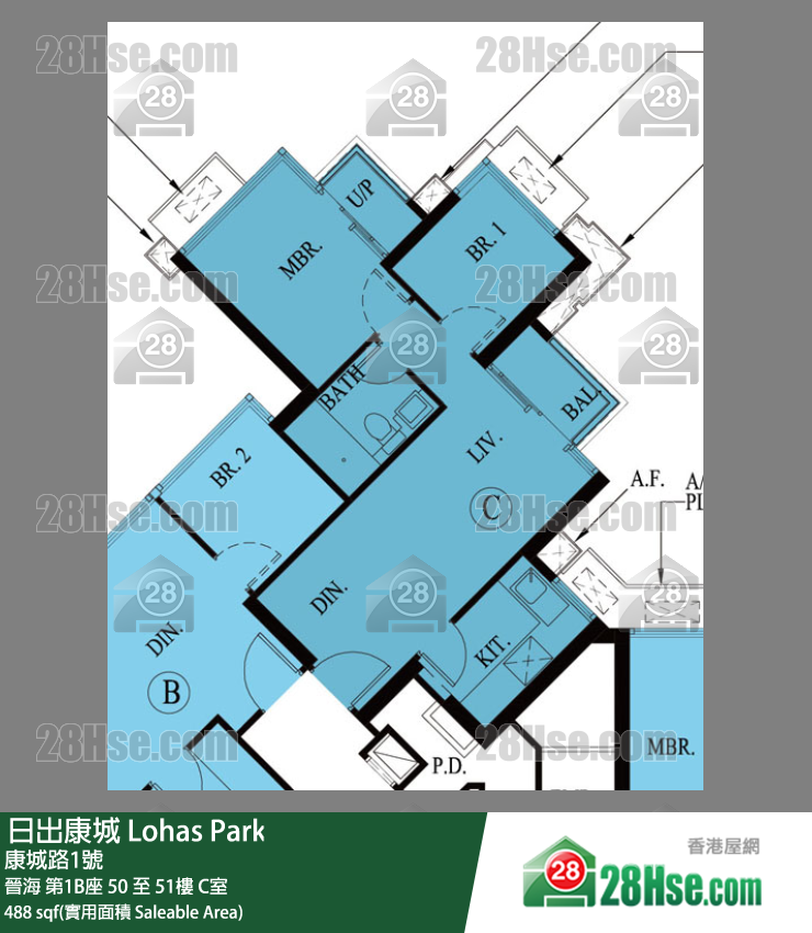 晉海 第1B座50樓 C室 平面圖