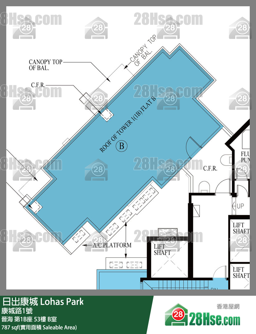 晋海 第1B座 53楼 B室 平面图