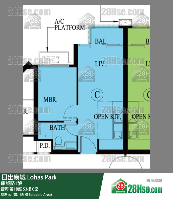 晉海 第1B座53樓 C室 平面圖