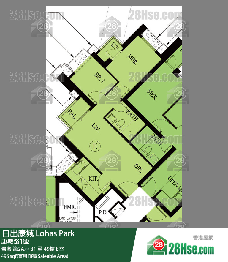 晉海 第2A座43樓 E室 平面圖