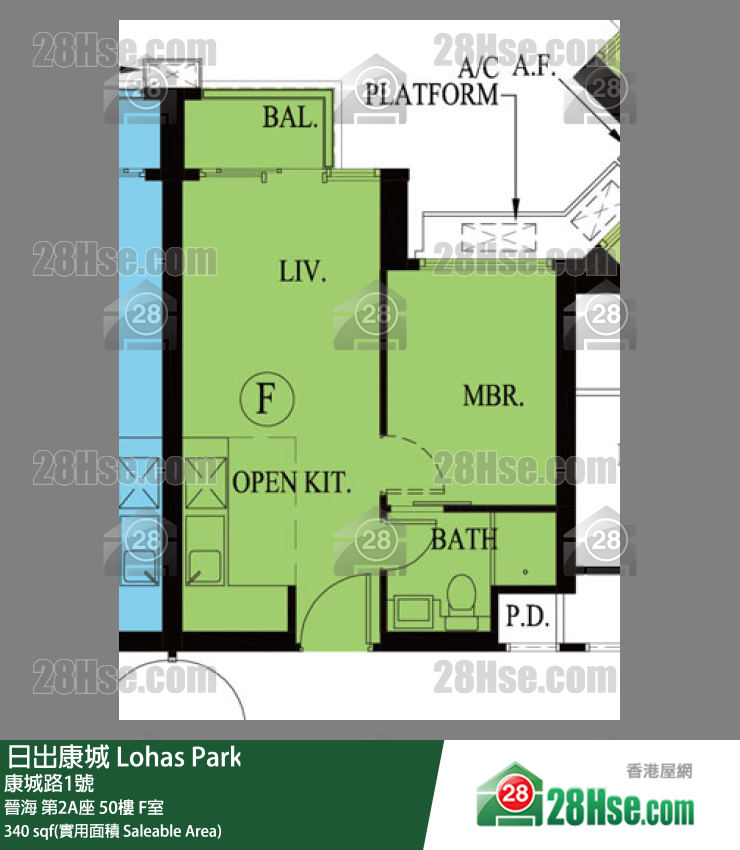 晋海 第2A座50楼 F室 平面图