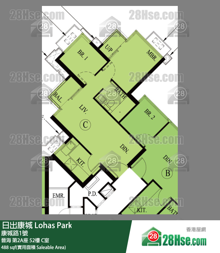 晉海 第2A座52樓 C室 平面圖