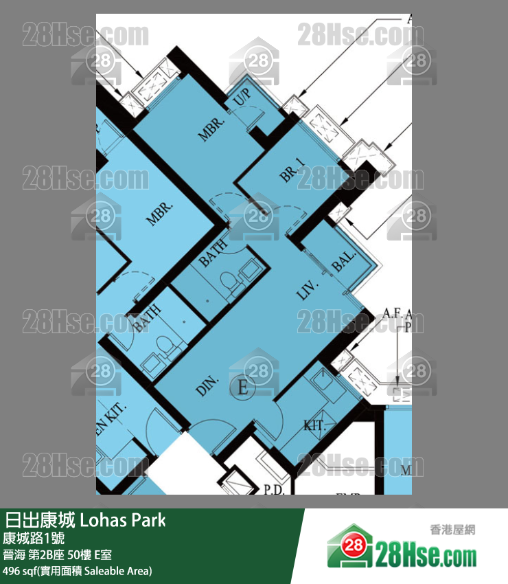 晋海 第2B座50楼 E室 平面图