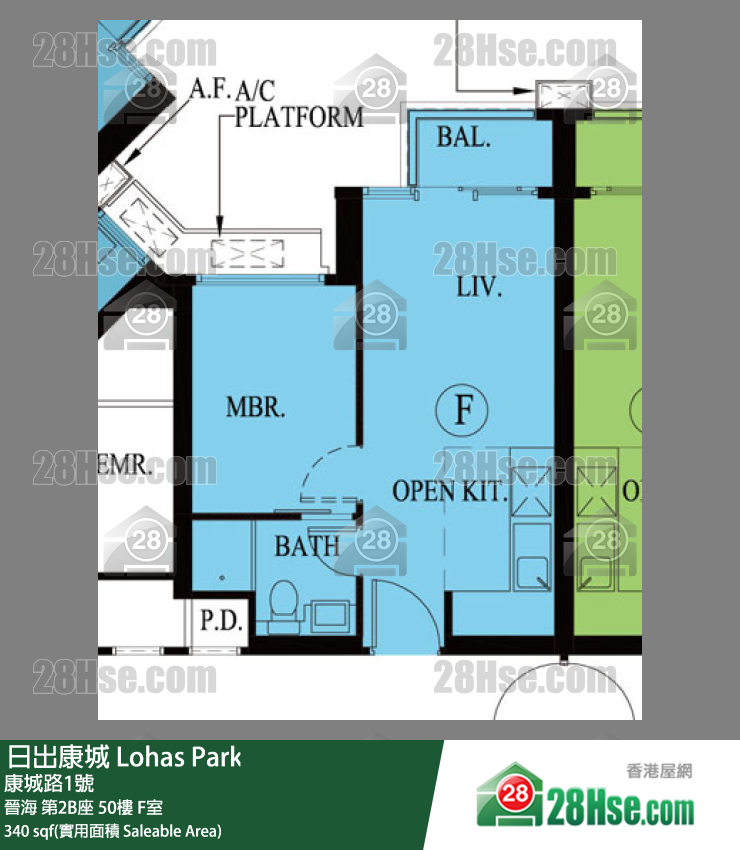 晉海 第2B座50樓 F室 平面圖