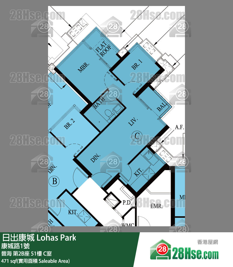 晉海 第2B座51樓 C室 平面圖