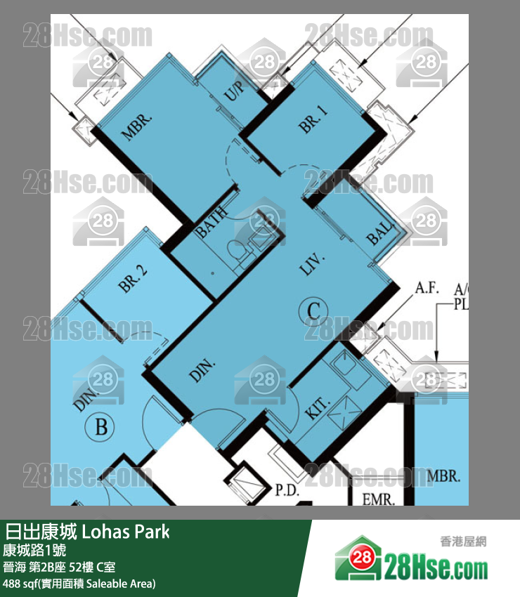 晉海 第2B座52樓 C室 平面圖