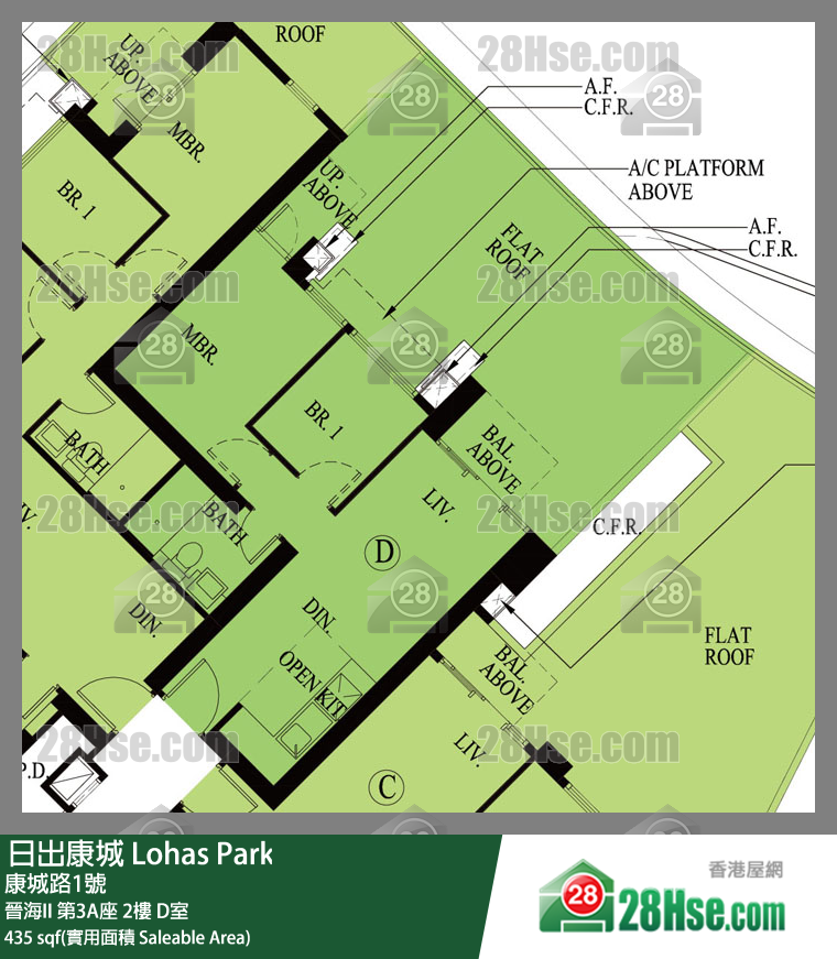 晉海II 第3A座2樓 D室 平面圖