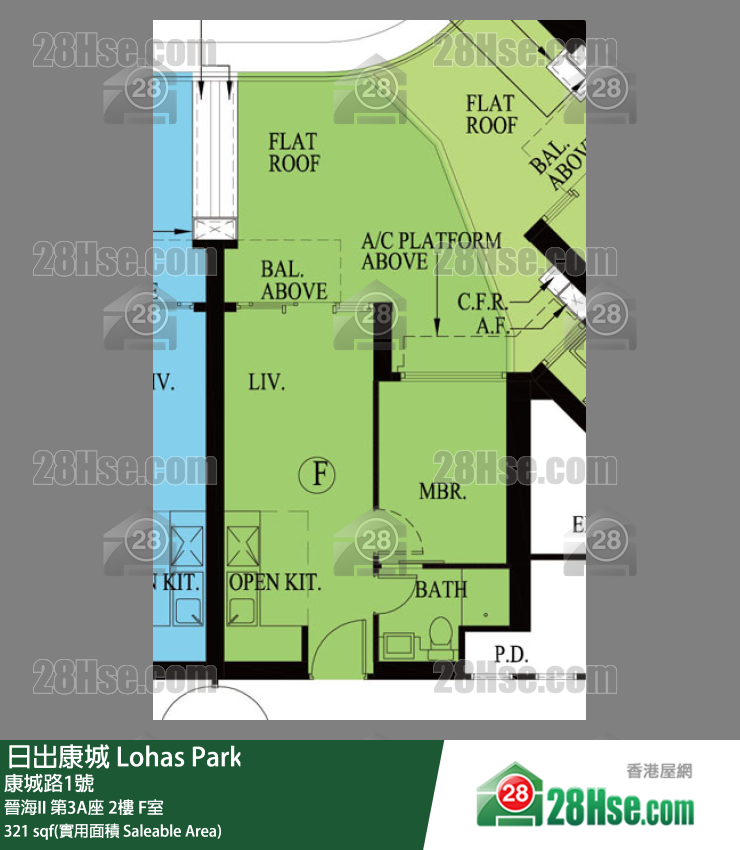 晉海II 第3A座2樓 F室 平面圖