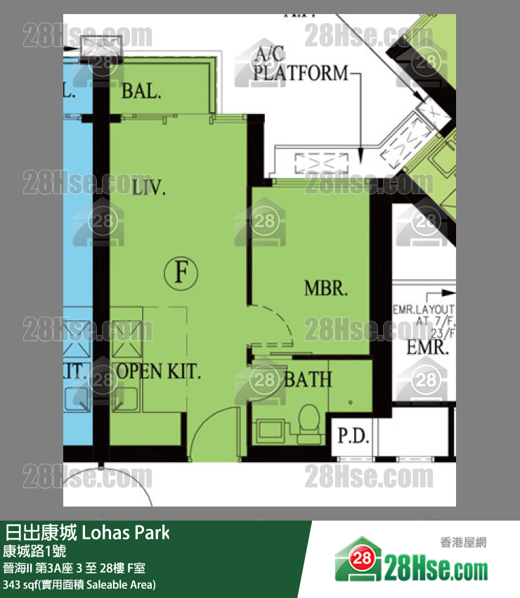 晉海II 晉海II 第3A座 27樓 F室 平面圖