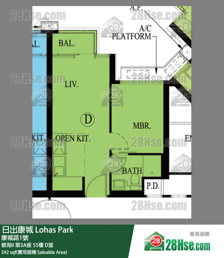 晉海II 第3A座55樓 D室 平面圖