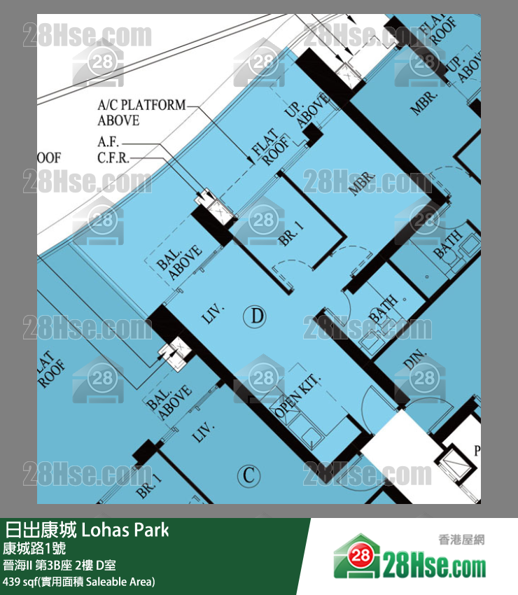 晉海II 第3B座2樓 D室 平面圖