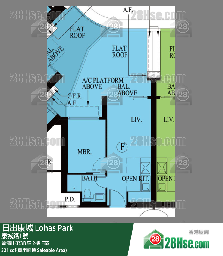 晉海II 第3B座2樓 F室 平面圖