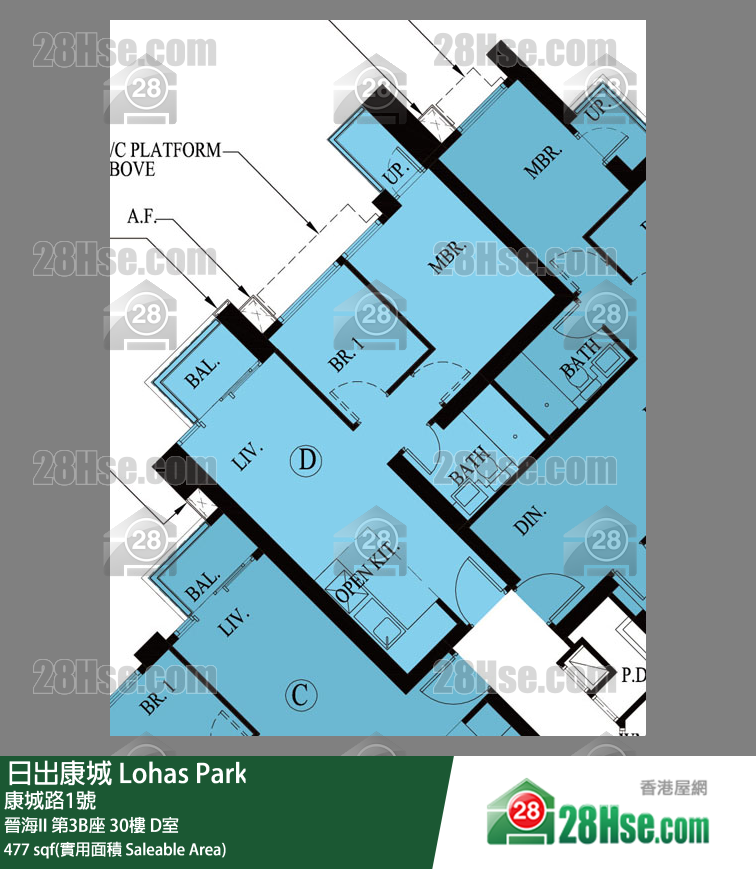 晉海II 晉海II 第3B座 30樓 D室 平面圖