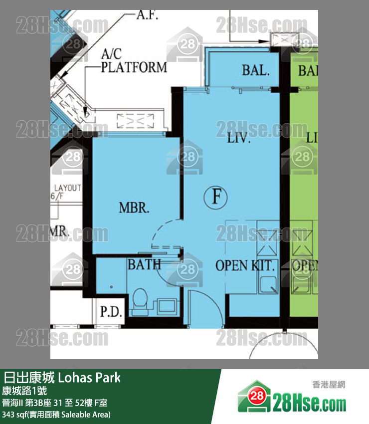 晉海II 晉海II 第3B座 46樓 F室 平面圖