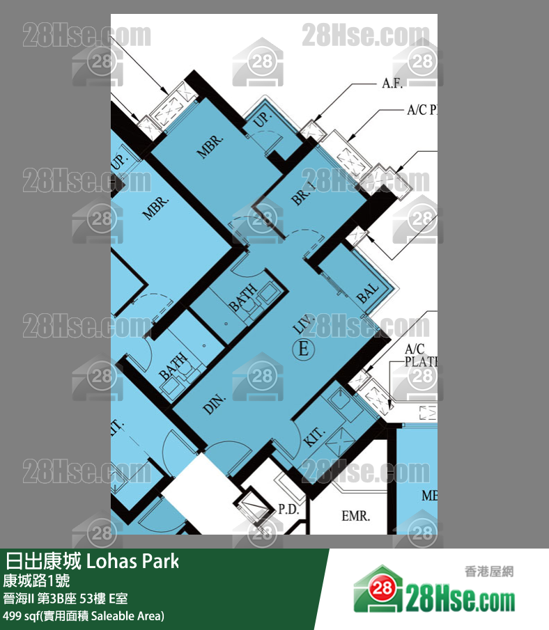 晉海II 晉海II 第3B座 53樓 E室 平面圖