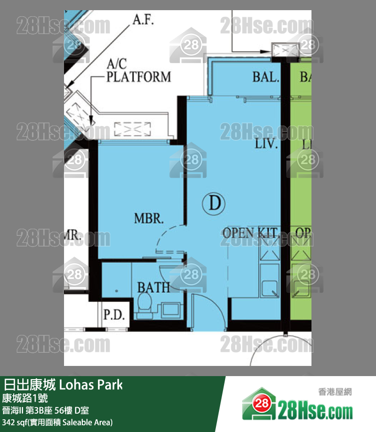 晉海II 第3B座 56樓 D室 平面圖