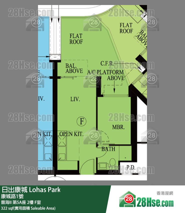 晉海II 第5A座2樓 F室 平面圖