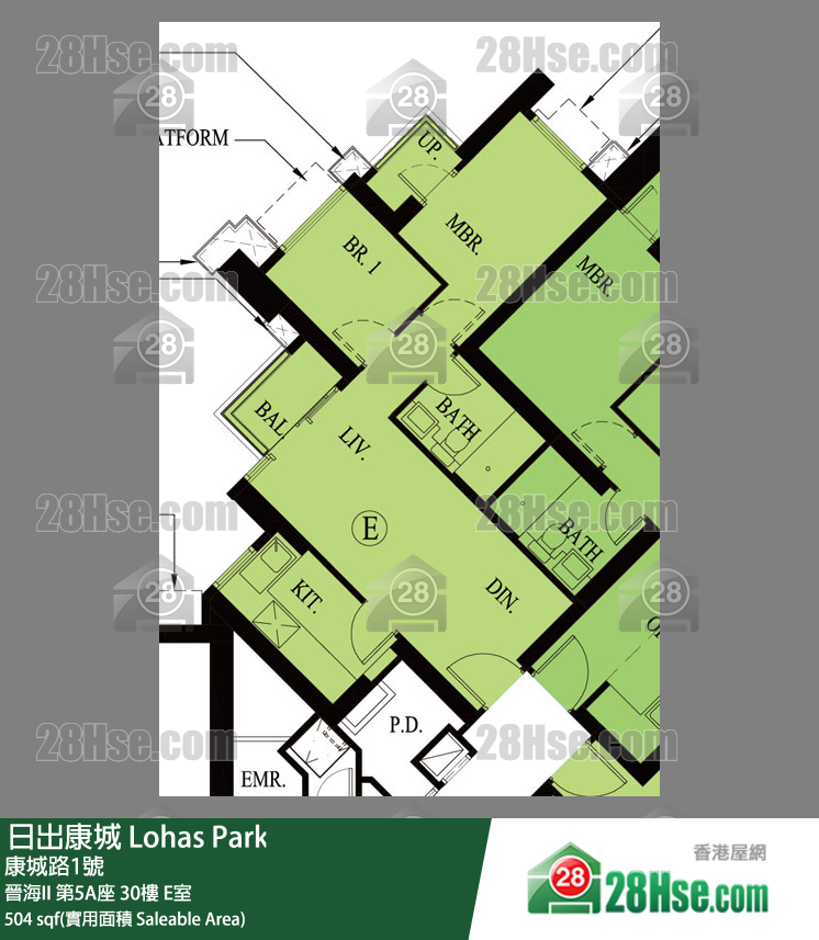 晉海II 第5A座30樓 E室 平面圖