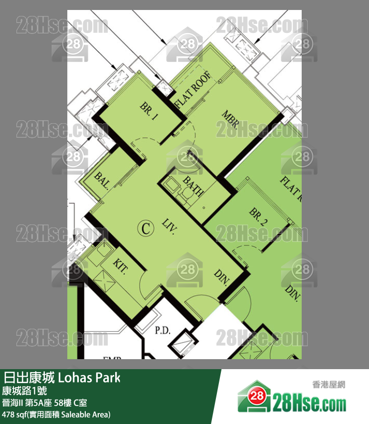 晉海II 第5A座 58樓 C室 平面圖
