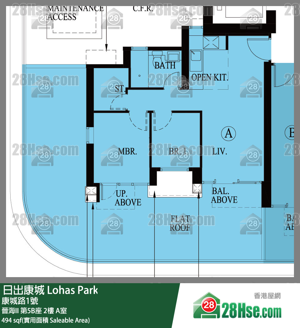 晉海II 第5B座2樓 A室 平面圖