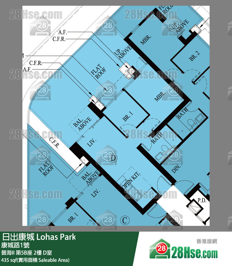 晉海II 第5B座2樓 D室 平面圖