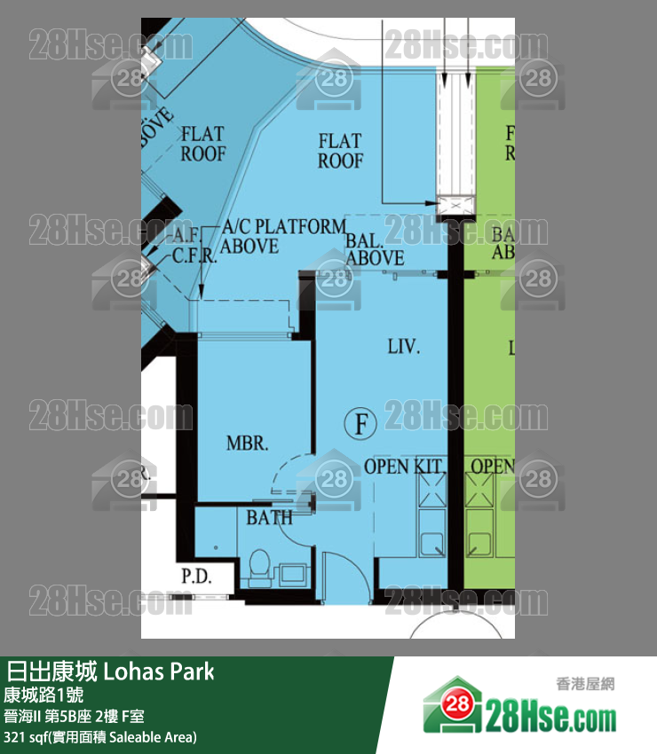 晉海II 第5B座2樓 F室 平面圖
