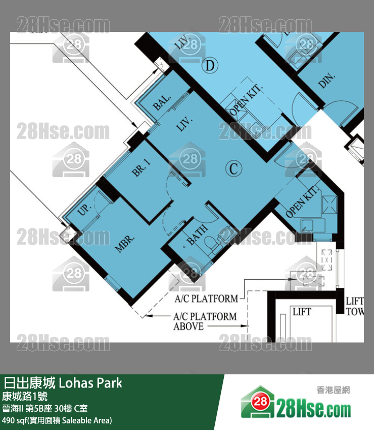 晉海II 第5B座30樓 C室 平面圖