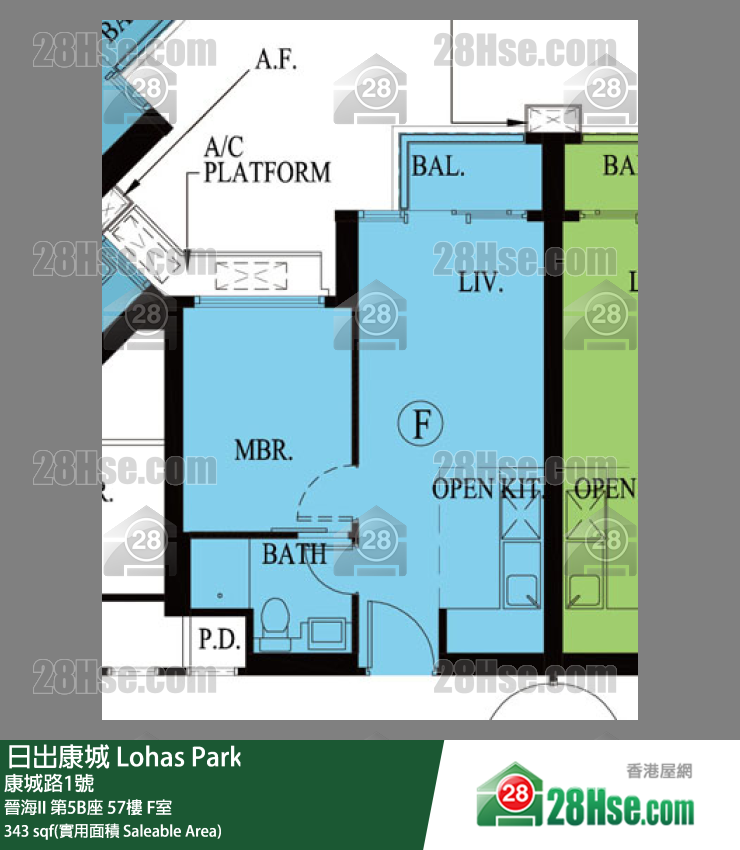 晉海II 晉海II 第5B座 57樓 F室 平面圖