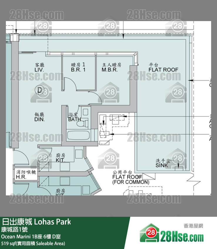 Ocean Marini 1B座6楼 D室 平面图